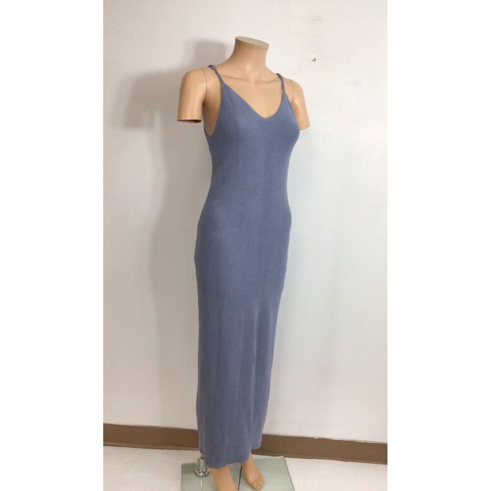 Freshman 1996 Knit Slip Dress Blue Maxi Length Womens Small